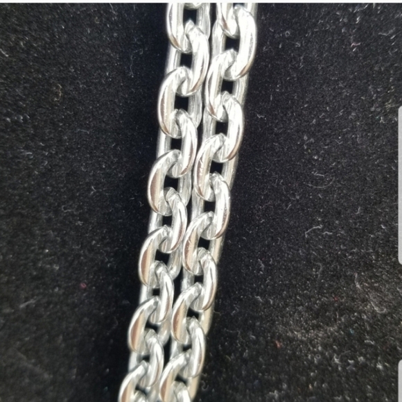 VINTAGE MADE IN GERMANY LONG SILVERTONED LIGHTWEIGHT ALUMINIUM CHAIN NECKLACE - Picture 4 of 5